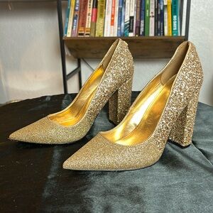 Women's Gold Glitter Heel